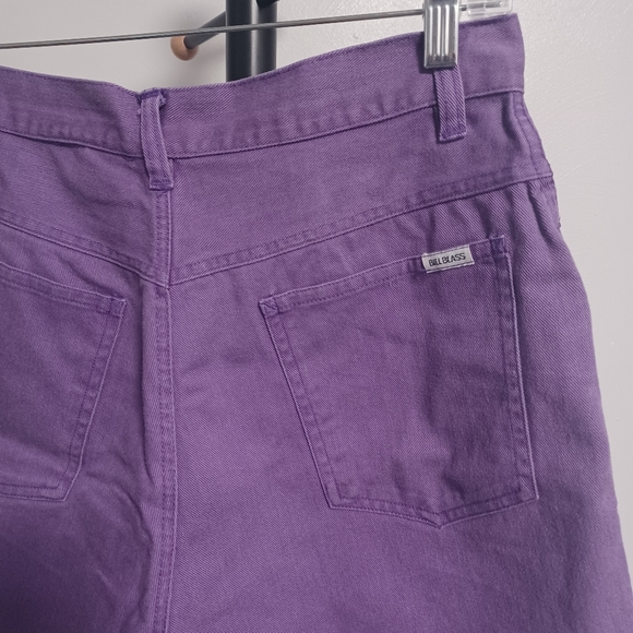 90s Denim High Waist Dark Purple Cuffed Shorts - Picture 8 of 12